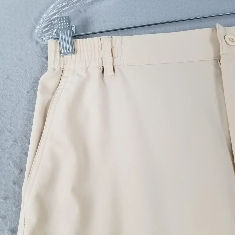 Caddy Cart Golf Shorts Mens Large Beige Elastic Waist Stretch Performance Tech‎